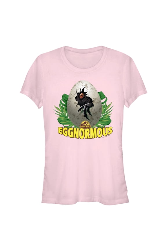 Junior's Jurassic World Easter T-Rex Eggnormous Graphic Tee Light Pink X Large