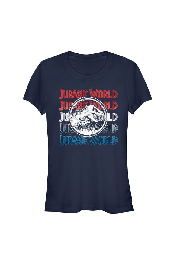Junior's Jurassic World: Fallen Kingdom 4th of July Logo  Graphic Tee Navy Blue Medium