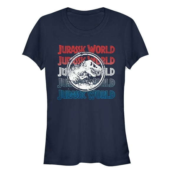 Junior's Jurassic World: Fallen Kingdom 4th of July Logo  Graphic Tee Navy Blue X Large