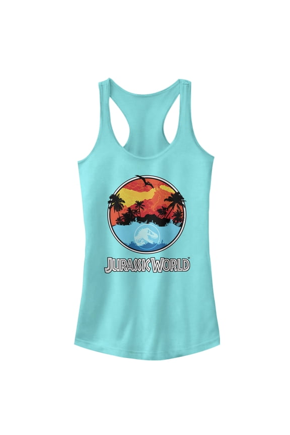 Junior's Jurassic World: Fallen Kingdom Apocalypse Logo Racerback Tank Top Cancun X Large