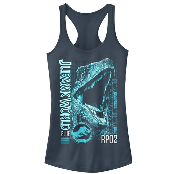 Junior's Jurassic World: Fallen Kingdom Blue Portrait Racerback Tank Top Indigo Large