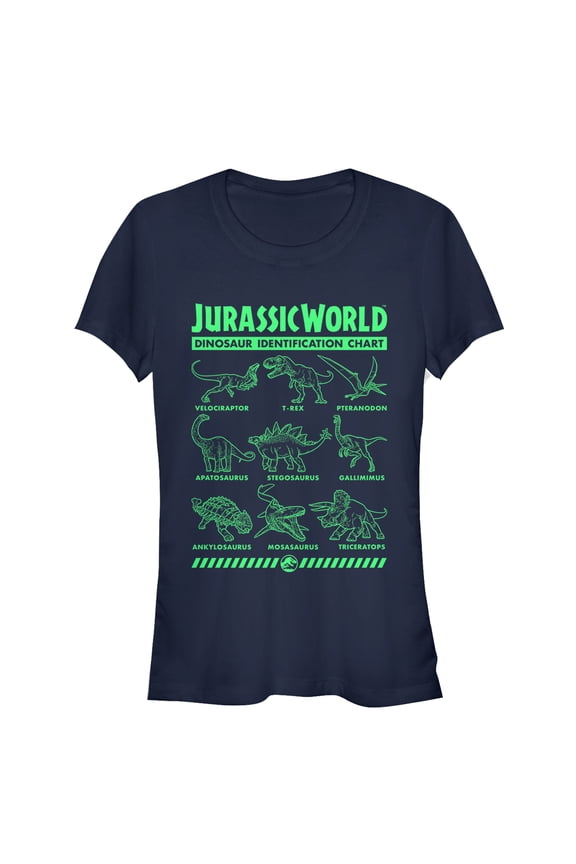 Junior's Jurassic World: Fallen Kingdom Dinosaur Identification Card Graphic Tee Navy Blue X Large
