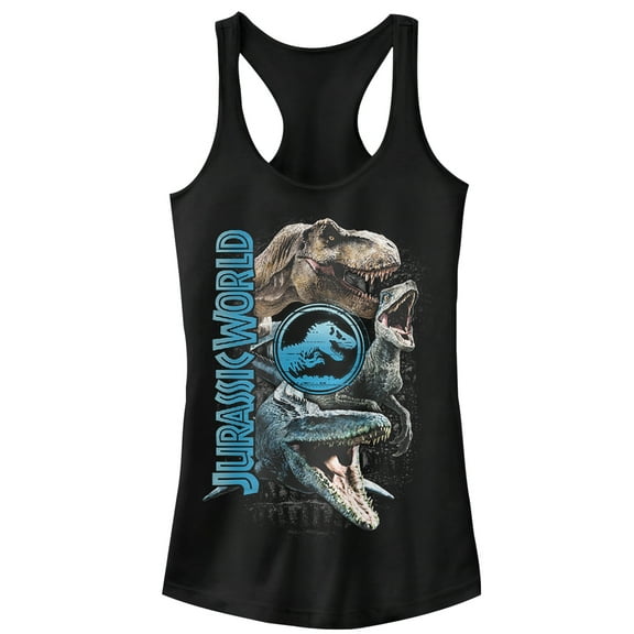 Junior's Jurassic World: Fallen Kingdom Dinosaur Montage  Racerback Tank Top Black Small