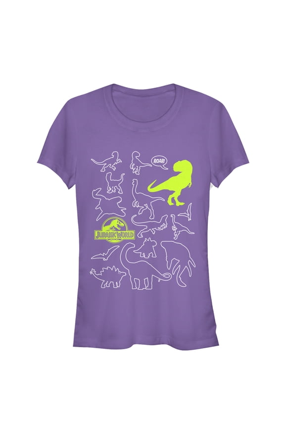 Junior's Jurassic World: Fallen Kingdom Dinosaur Outline  Graphic Tee Purple Small