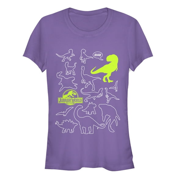 Junior's Jurassic World: Fallen Kingdom Dinosaur Outline Graphic Tee Purple Small