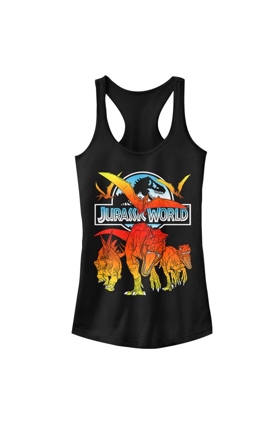 Junior's Jurassic World: Fallen Kingdom Fire Dinosaurs Racerback Tank Top Black Medium