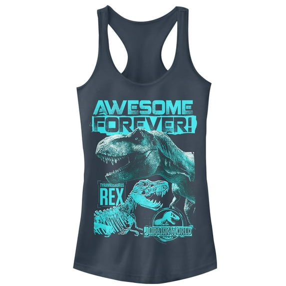 Junior's Jurassic World: Fallen Kingdom Forever T.Rex Racerback Tank Top Indigo Medium