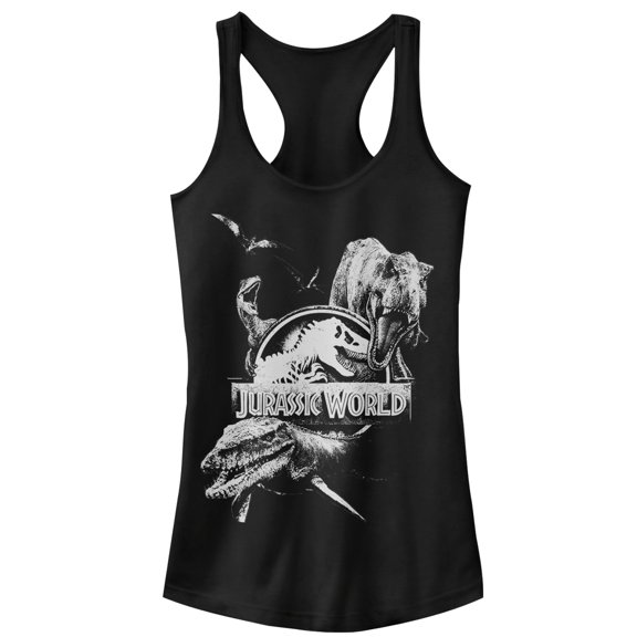 Junior's Jurassic World: Fallen Kingdom Logo Attack Racerback Tank Top Black 2X Large
