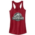 thumbnail image 1 of Junior's Jurassic World: Fallen Kingdom Logo  Racerback Tank Top Scarlet Small, 1 of 3