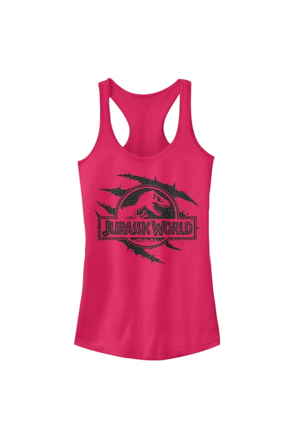 Junior's Jurassic World: Fallen Kingdom Logo Scales Slash Racerback Tank Top Dark Pink Medium