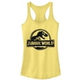 thumbnail image 1 of Junior's Jurassic World: Fallen Kingdom Spray Paint Print Logo  Racerback Tank Top Banana Medium, 1 of 3