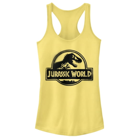 Junior's Jurassic World: Fallen Kingdom Spray Paint Print Logo Racerback Tank Top Banana Small