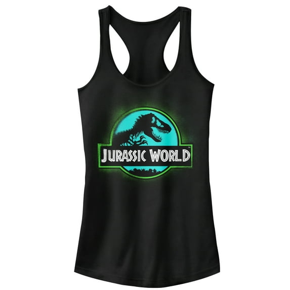 Junior's Jurassic World: Fallen Kingdom T. Rex Spray Paint Logo Racerback Tank Top Black 2X Large
