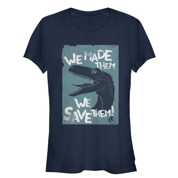 Junior's Jurassic World: Fallen Kingdom We Save Them  Graphic Tee Navy Blue Large