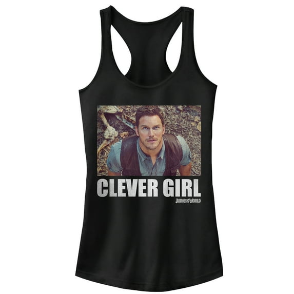 Junior's Jurassic World Grady Clever Girl Racerback Tank Top Black Large