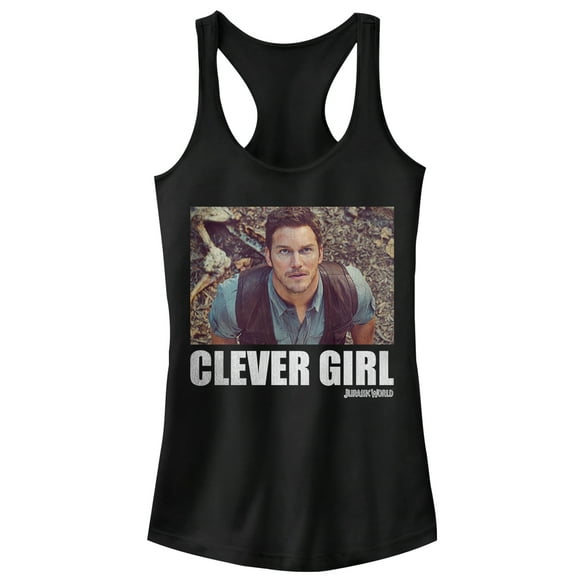 Junior's Jurassic World Grady Clever Girl  Racerback Tank Top Black Large