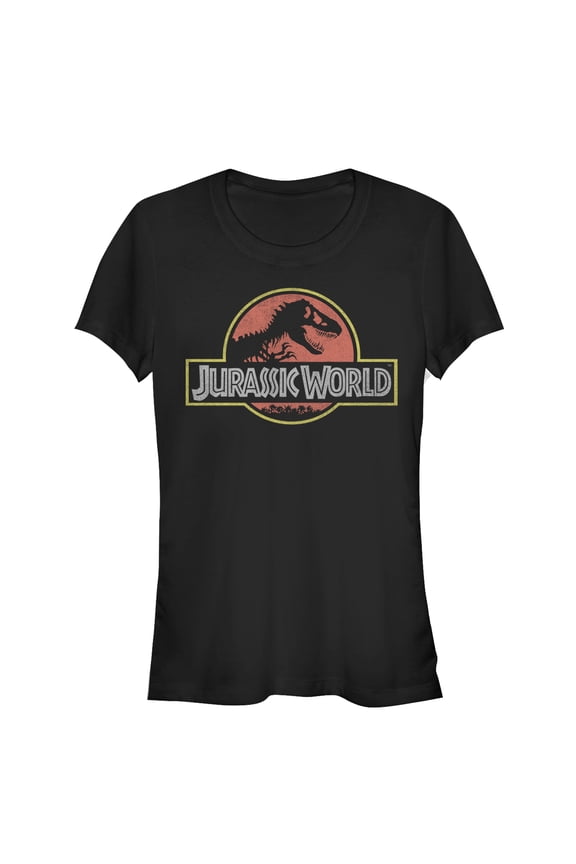 Junior's Jurassic World Iconic Logo  Graphic Tee Black Small