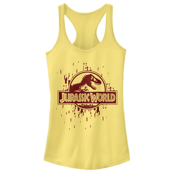 Junior's Jurassic World Logo Glitch Code  Racerback Tank Top Banana Large