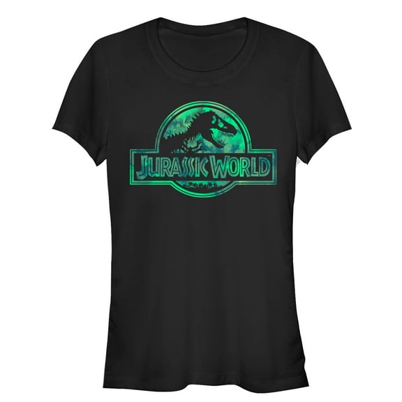Junior's Jurassic World Logo Tie Dye Print  Graphic Tee Black Medium