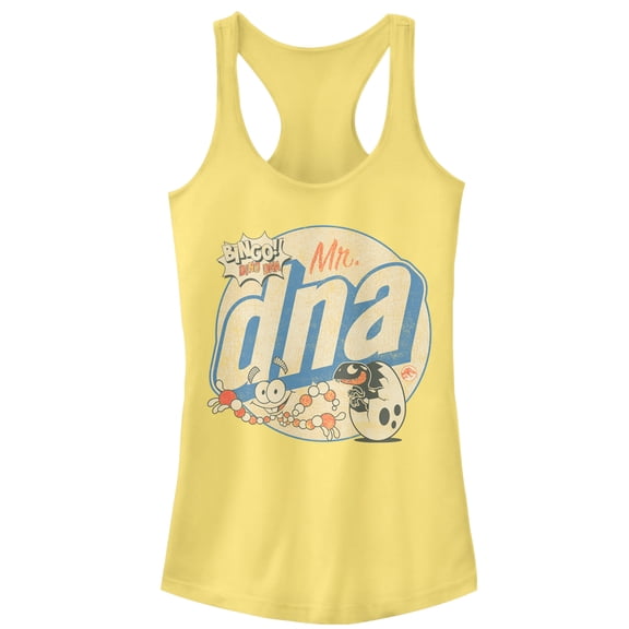 Junior's Jurassic World Mr. DNA Cartoon Racerback Tank Top Banana Large