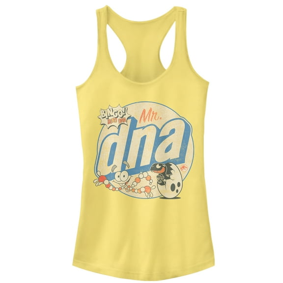 Junior's Jurassic World Mr. DNA Cartoon Racerback Tank Top Banana Small