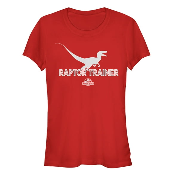 Junior's Jurassic World Raptor Trainer Silhouette  Graphic Tee Red Small