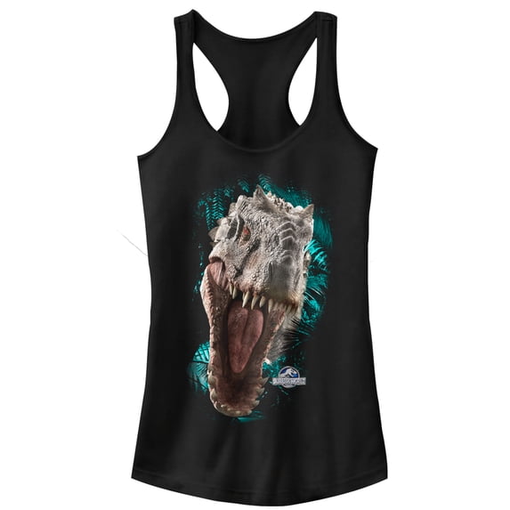 Junior's Jurassic World Red-Eyed Monster Racerback Tank Top Black Large