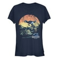 thumbnail image 1 of Junior's Jurassic World Retro Raptor Sunset  Graphic Tee Navy Blue Large, 1 of 2