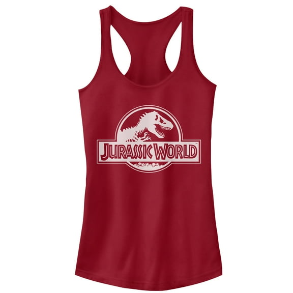 Junior's Jurassic World Simple T. Rex Logo  Racerback Tank Top Scarlet Large