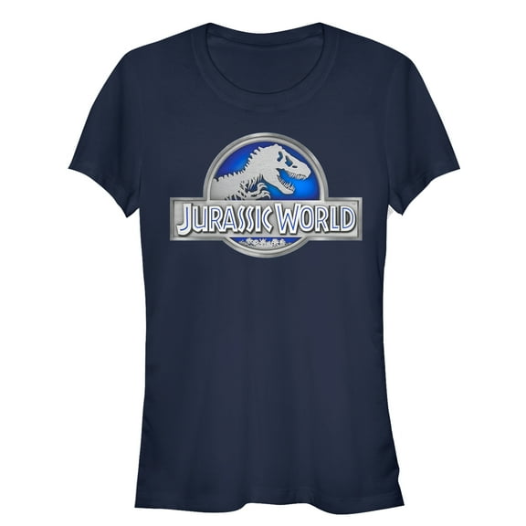 Junior's Jurassic World T. Rex Logo  Graphic Tee Navy Blue X Large