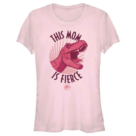 Junior's Jurassic World T. Rex This Mom is Fierce  Graphic Tee Light Pink Small