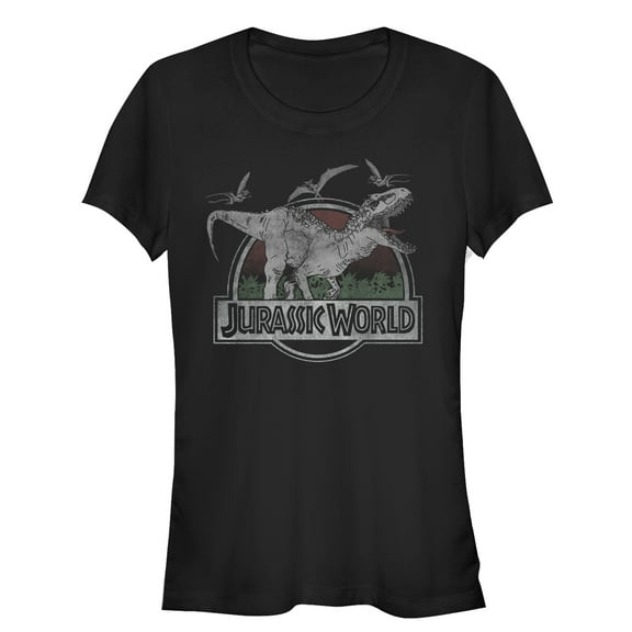 Junior's Jurassic World T. Rex and Pterodactyls  Graphic Tee Black X Large