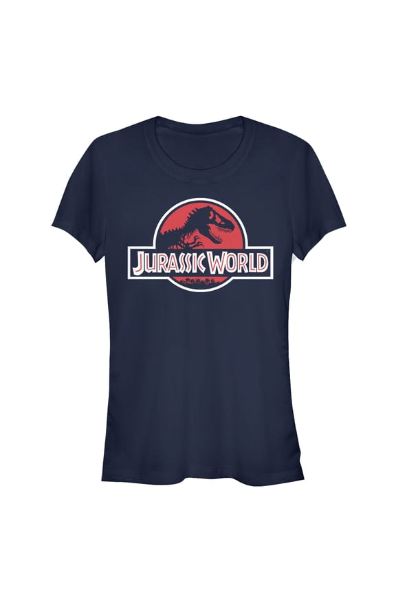 Junior's Jurassic World Tyrannosaurus Rex Logo  Graphic Tee Navy Blue Small