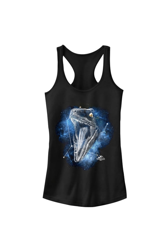 Junior's Jurassic World Velociraptor Constellation Racerback Tank Top Black Medium