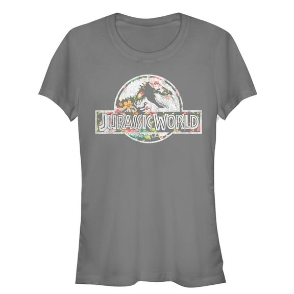 Junior's Jurassic World Vintage Tropical Logo  Graphic Tee Charcoal 2X Large
