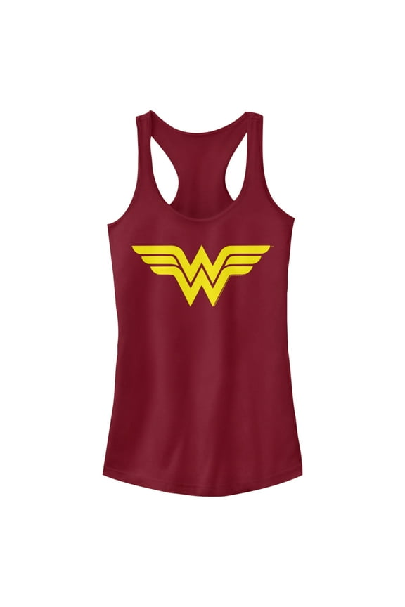 Junior's Justice League Classic Logo  Racerback Tank Top Scarlet X Small