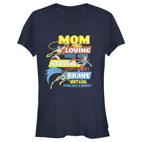 Junior's Justice League Mom You Are a Hero!  Graphic Tee Navy Blue 2X Large