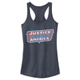thumbnail image 1 of Junior's Justice League Patriotic Frame Logo  Racerback Tank Top Indigo 2X Large, 1 of 3