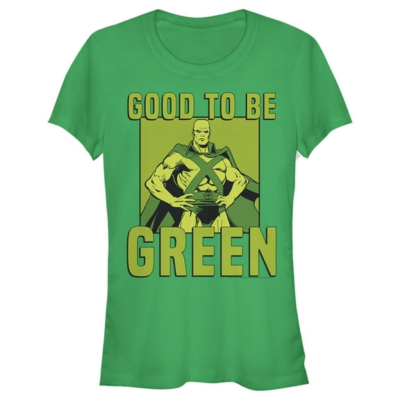 Junior's Justice League St. Patrick's Day Martian Manhunter Good to be Green  Graphic Tee Kelly Green Large
