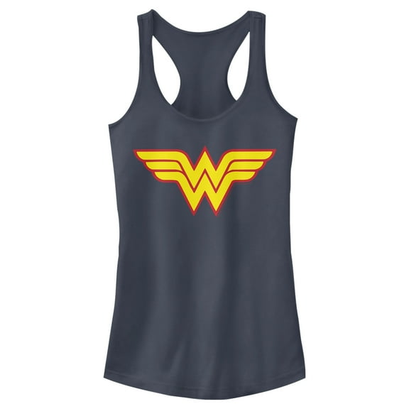 Junior's Justice League Two Color Logo  Racerback Tank Top Indigo X Small