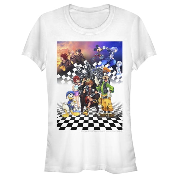Junior's Kingdom Hearts 1.5 Box Art  Graphic Tee White Small