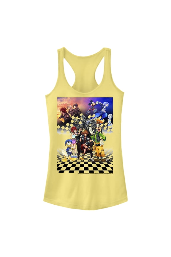 Junior's Kingdom Hearts 1.5 Box Art  Racerback Tank Top Banana Large