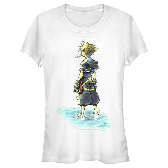 Junior's Kingdom Hearts 1 Beach Sora  Graphic Tee White Small