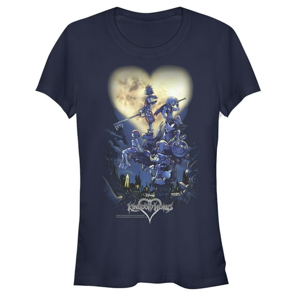 Junior's Kingdom Hearts 1 Box Art  Graphic Tee Navy Blue 2X Large