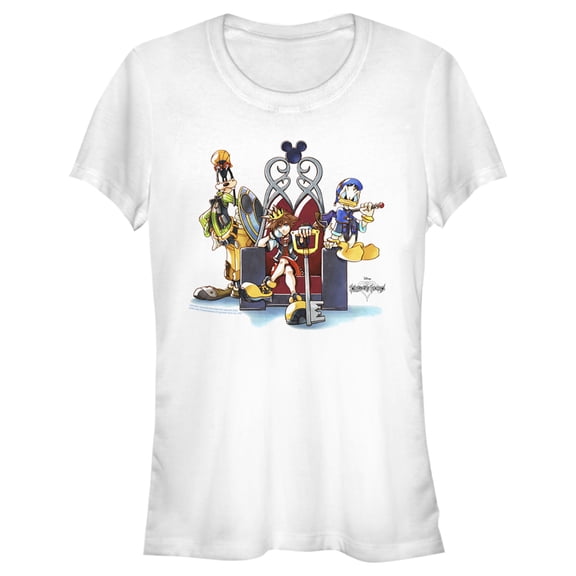 Junior's Kingdom Hearts 1 King of Hearts Graphic Tee White Large
