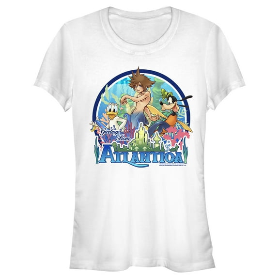 Junior's Kingdom Hearts 1 Mermen Friends From Atlantica  Graphic Tee White Medium