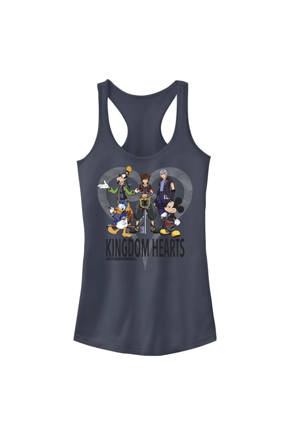 Junior's Kingdom Hearts 3 Box Art  Racerback Tank Top Indigo X Small