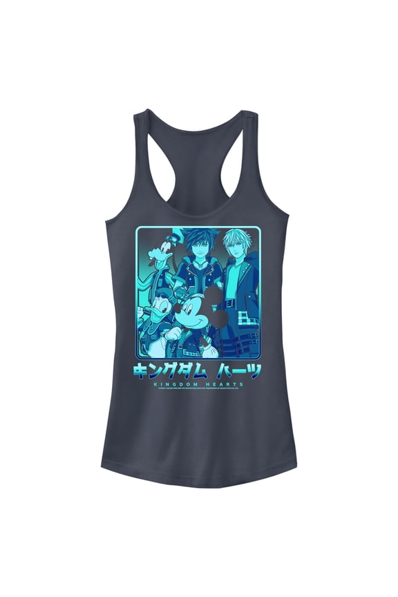 Junior's Kingdom Hearts 3 Heroes In a Box Racerback Tank Top Indigo Medium