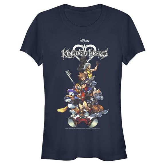 Junior's Kingdom Hearts Coded Box Art Graphic Tee Navy Blue Small
