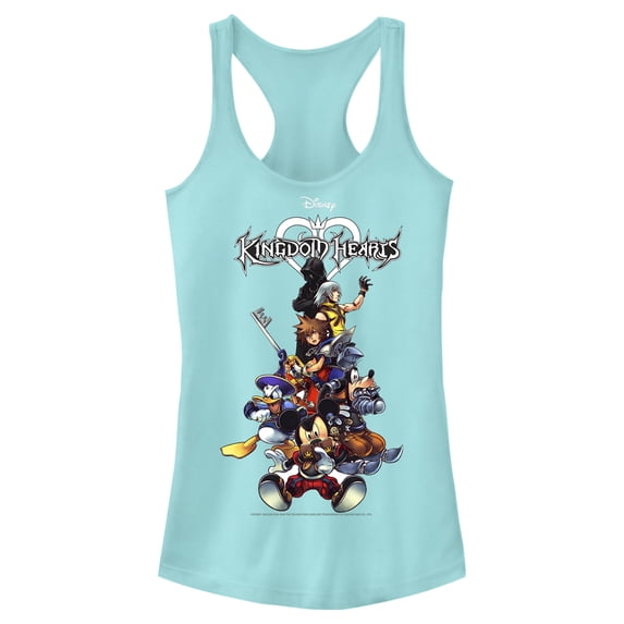 Junior's Kingdom Hearts Coded Box Art Racerback Tank Top Cancun Medium